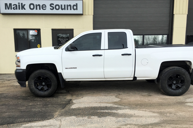 Chevy 2018 Silverado with professional window tint in North Bay